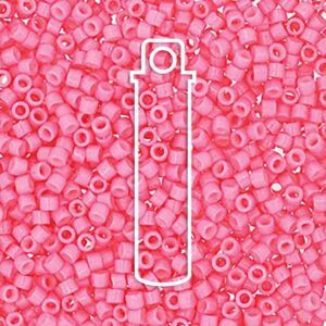 Miyuki Delica DB2117 Size 11 Beads in DuraCoat Opaque Pink 1.6 mm x 1.5mm Approximately 7.2 gram tube